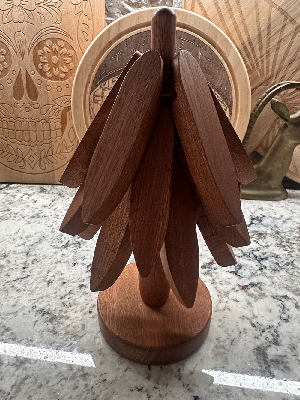 Vintage Wooden Tree trivet holder